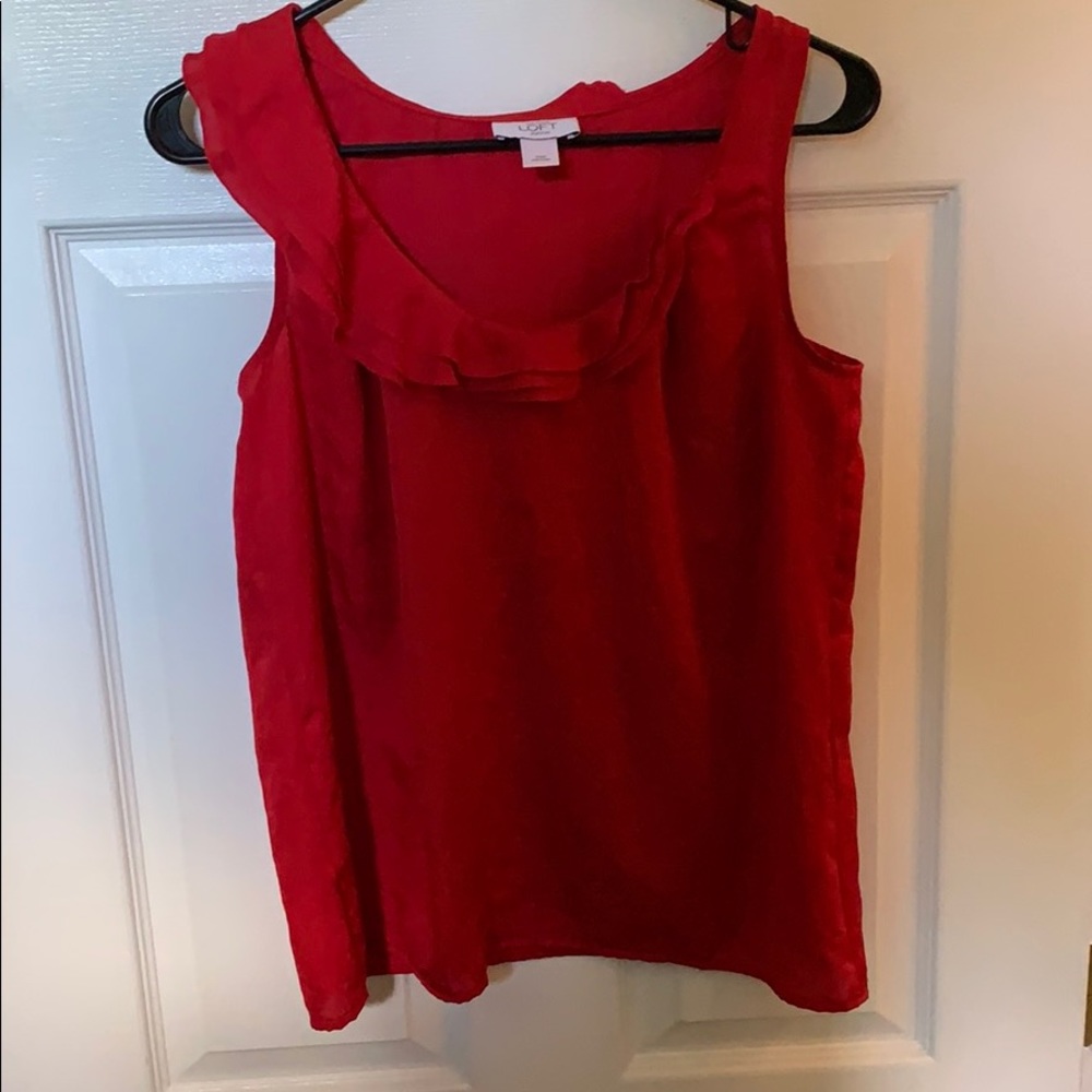 Ann Taylor LOFT red ruffle top size medium petite